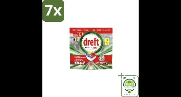 7 x Dreft – Vaatwastabletten – Platinum Plus All-in-One – Lemon – 12 Tabletten - Grootverpakking - Vaatwasmiddelen - Vaatwastabletten - Anti-dofheid - Vaatwasmiddelen Lemon - Vaatwasmiddelen Anti-matt