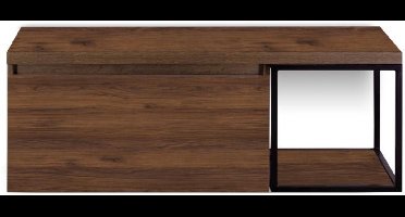 Frozen Badmeubelset 120 cm - Greeplijst in Kleur - Zwart Frame - Wastafelbovenblad Walnoot