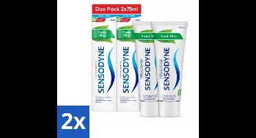 2 x Sensodyne - Tandpasta - Fresh Mint - Frisse Munt - Duopack - 2 x 75 ml - Gevoelige Tanden - Tandpasta - Tandplak Verwijderen - Fluoride - Tandglazuur