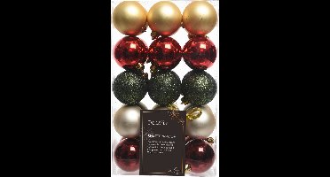 Kerstballen rood groen goud mix 30 stuks
