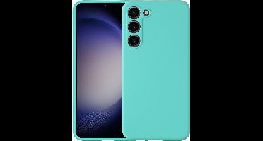 Hoesje Geschikt Voor Samsung Galaxy S23 Plus hoesje siliconen suède backcover met microvezel laag – Mint Groen