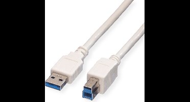 VALUE USB 3.2 Gen 1 kabel, type A-B, wit, 0,8 m