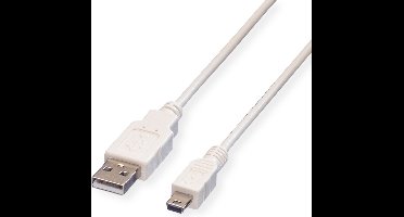 VALUE USB 2.0 Kabel , Typ A 5 Pin Mini , wit, 0,8 m