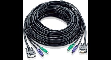 Aten 2L-1010P/C, PS/2 KVM Cable, Zwart toetsenbord-video-muis (kvm) kabel, 10m