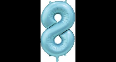 Folie Ballon Cijfer 8 Satin licht blauw XL 86 cm