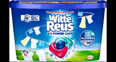 Witte Reus Wasmiddel 3+1 Power Caps - 8 x 14 stuks - Voordeelverpakking