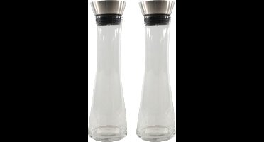 Svenska Living Karaf met schenkdop - 2x - glas/RVS - 1L - schenkkan