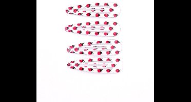 Klik-klak haarspeldjes wit met lieveheersbeestjes