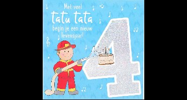Depesche - Cijferkaart met muziek, vierkant met de tekst "4 - Met veel Tatu Tata begin je een ..." - mot. 008