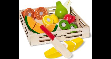 Melissa & Doug Set met snijdbaar fruit - The Original (houten speeleten, houten kratje, 17 speelstukjes, geweldig cadeau voor meisjes en jongens - ideaal voor kinderen van 3, 4 en 5 jaar)