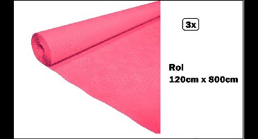 3x Tafelrol tafelkleed pink 120cm x 800cm papier- Diner food festival eten fun thema feest party