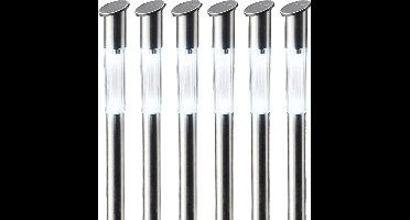 6x lumineo solar prikspot/tuinspot - rvs - h57 cm - zonne-energie