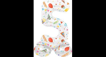 Folat - Staande folieballon Cijfer 5 Joyful Party - 41 cm