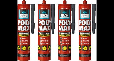 Bison poly max express - montagelijm - extra sterk - antraciet - 4 x 425 gram