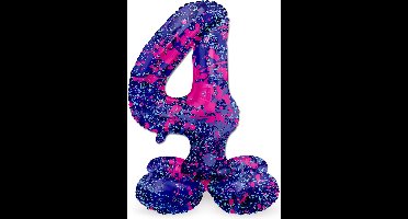 Folat - Staande folieballon Cijfer 4 Paint Splash - 41 cm