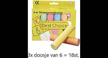 Stoepkrijt - 6 stuks - 10cm Jumbo verpakking