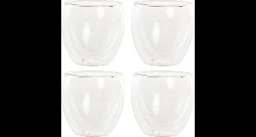 Items koffieglazen/theeglazen dubbelwandig - set 4x - espresso glazen - 100 ml