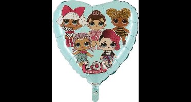 LOL Surprise hart folieballon licht blauw 45 cm.