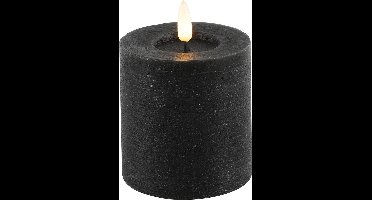 Countryfield Lyon LED kaars/stompkaars - zwart - D7,5 x H8 cm - timer