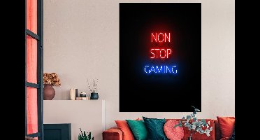 Game Poster - Tekst - Gaming - Non stop gaming - Neon - Zwart - 120x160 cm
