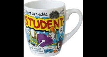 Mok Cartoon-stijl Student Keramiek 325ml Blauw/wit