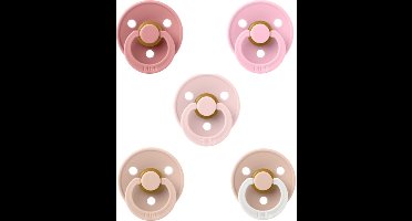 Bibs fopspenen 6-18 maand set 5 stuks Dusty Pink,Blossom,Baby Pink,Blush en Night Glow Blush maat 2