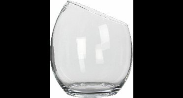 Mica Decorations schuine Bloemvaas - transparant gerecycled glas - 18 x 20 cm - sierschaal
