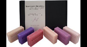 6x125g Savon de marseille zeep bar cadeauset Eglantine, Princes, Noix de Coco, Cerise, Violette, Bois de Santal