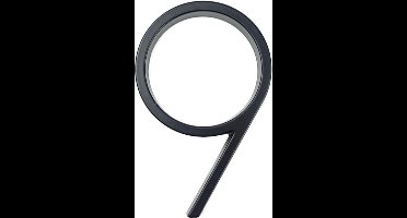 Huisnummer 9 - Zwevend Huisnummer - Zwart - nr. 9 - modern - 125mm