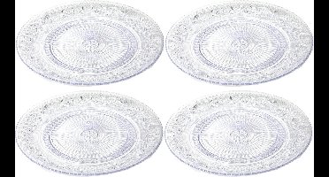 PlasticForte Onbreekbare Dinerborden - 4x - kunststof - kristal stijl - transparant - Dia 31 cm