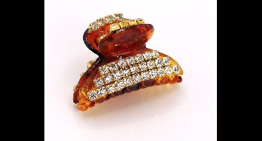 Haarklem mini laag bruin met strass