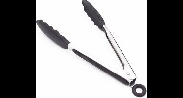 *** 3 Stuks Serveertang 21cm - Softgrip - Rvs Zwart - van Heble® ***