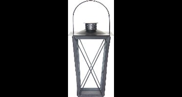 Fancy Flames Lantaarn - metaal - zilverkleurig - 17 x 30 cm - windlicht