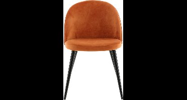 Venture-Home-Eetkamerstoelen-2-st-Velvet-fluweel-zwart-en-roestoranje
