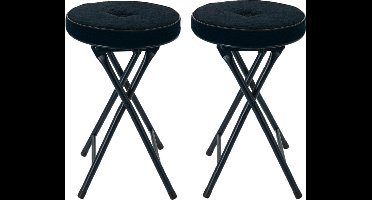 Home & Styling Bijzet krukje/stoel - 2x - Opvouwbaar - Blauw - Ribcord - D33 x H49 cm