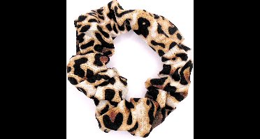 Scrunchie panterprint middenbruin