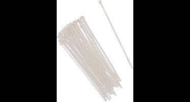 Gerimport tie-wraps/kabelbinders - 50x stuks - wit - kunststof - 10 cm