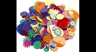 Pailletten, rond, afm 10-25 mm, diverse kleuren, 250 gr/ 1 doos