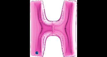 Folieballon 100cm letter H - fuchsia roze