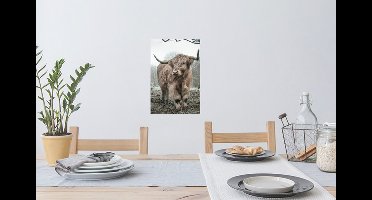 Muurstickers - Sticker Folie - Schotse Hooglander - Bos - Mist - Koe - Dieren - Natuur - 20x30 cm - Plakfolie - Muurstickers Kinderkamer - Zelfklevend Behang - Zelfklevend behangpapier - Stickerfolie