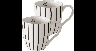 Mok Blomara wit gestreept set van 2