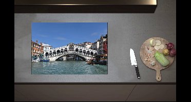 Inductieplaat Beschermer - Blauwe Lucht boven Rialto Brug in Venetie, Italie - 70x52 cm - 2 mm Dik - Inductie Beschermer van Vinyl