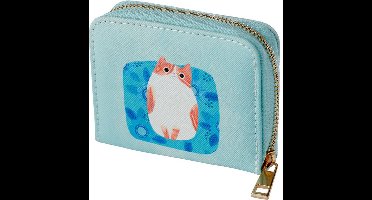 Portemonnee Blauw Angie Rozelaar Planet Cat Bruin/Witte Kat Klein - 8,5x11x2cm (LxBxD)