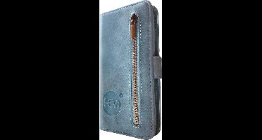 HEM Silky Blue Bookcase Geschikt Voor Samsung Galaxy S23 Ultra – Blauw Hoesje Met Rits – Luxe Wallet Case Met Pasjeshouder – Beschermend Telefoonhoesje