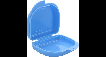 Beugelbakje - Gebitsbakje - Hockeybitje - Sportbitje - Makkelijk mee te nemen - Diepte 2,5 cm - Makkelijk op te bergen – Orthodontie – Nachtbeugel - Uitneembaar gebit – Hygiënisch - Bruikbaar voor jong en oud - Kleur Blauw