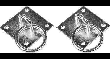 Benson Oogplaat - 2x - 8 cm - met ring - 5 cm - staal verzinkt - Aanlegringen / kettingringen