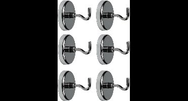 Benson Ophanghaakjes - 6x - magnetisch - ovaal - zilver - D3,6 cm