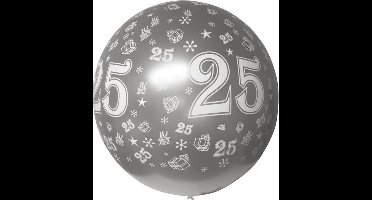 Mega ballon bedrukt 25 metallic zilver 36 inch (Ø 90cm)
