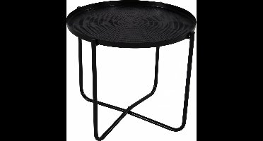 Lesli Living bijzettafel/plantenstandaard/tafel - rond - metaal - zwart - 35 cm