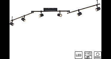 Paul Neuhaus plafondspot Barik zwart 6xGU10 4,5W + 3x5W